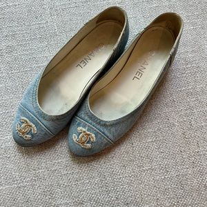 Authentic Chanel denim ballet flats 36